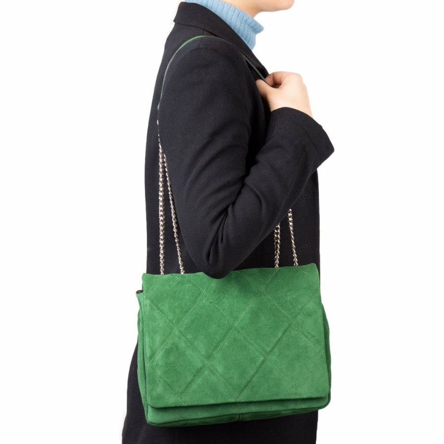 Bags L'Intervalle | L'Intervalle Women Monna Dark Green Suede Dark Green Suede/Suede Vert Fonce