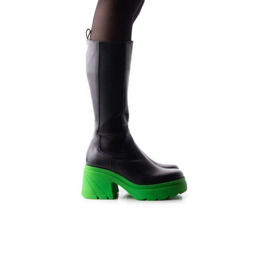 Women L'Intervalle | L'Intervalle Women Raidon Black/Green Leather