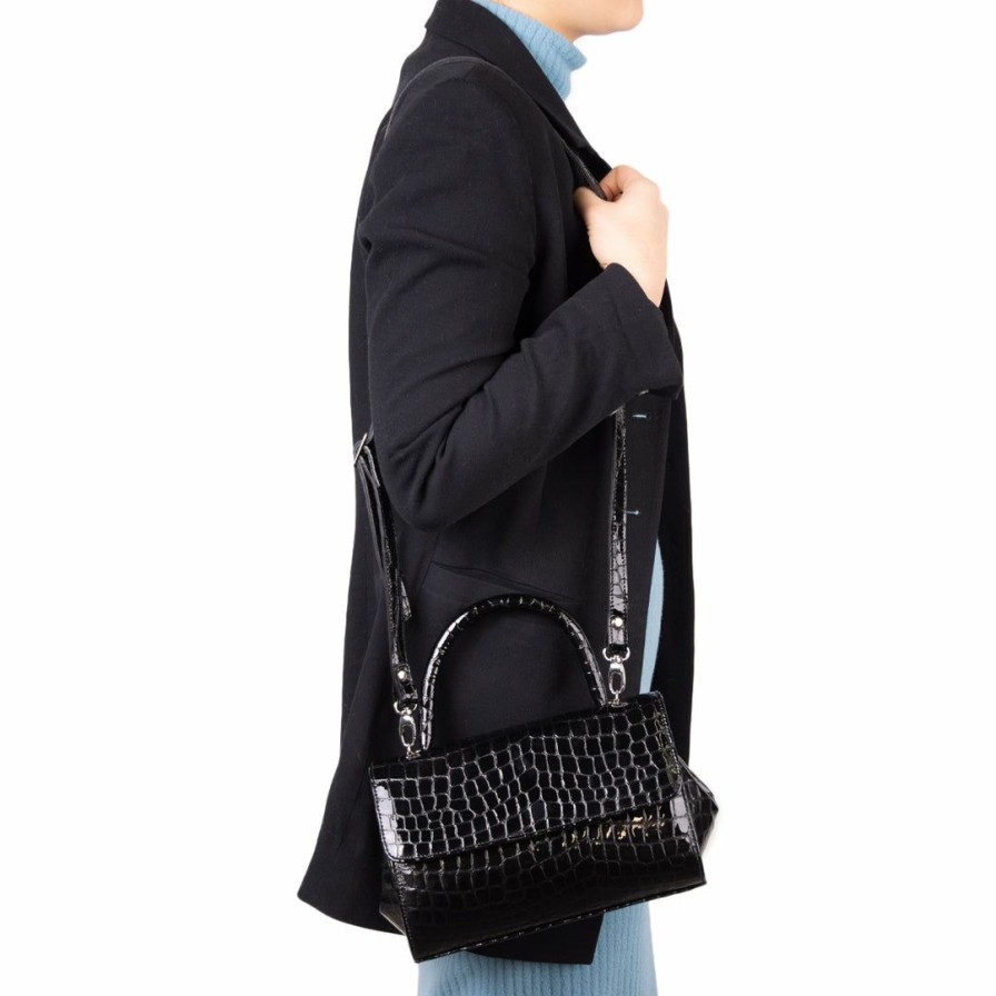 Bags L'Intervalle | L'Intervalle Women Mage Black Shiny Croco Black Shiny Croco/Croco Noir