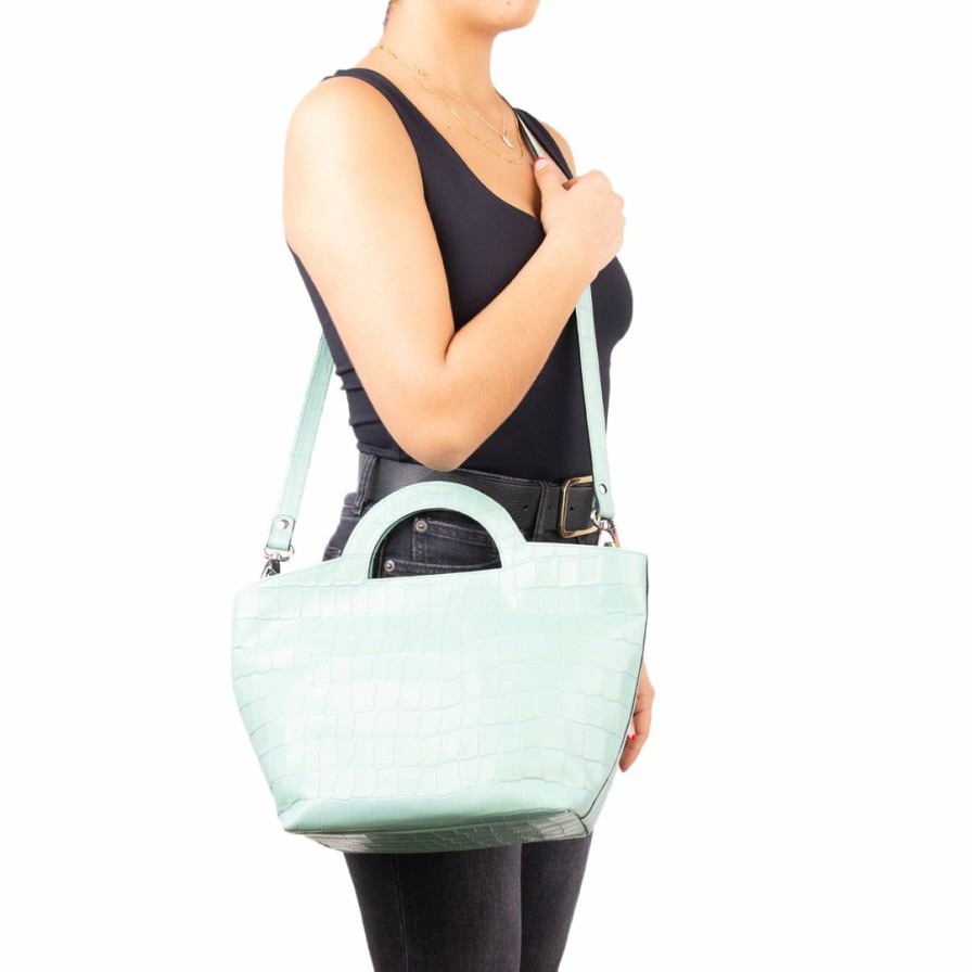 Bags L'Intervalle | L'Intervalle Nita Aqua Croco Women Aqua Croco/Croco Aqua