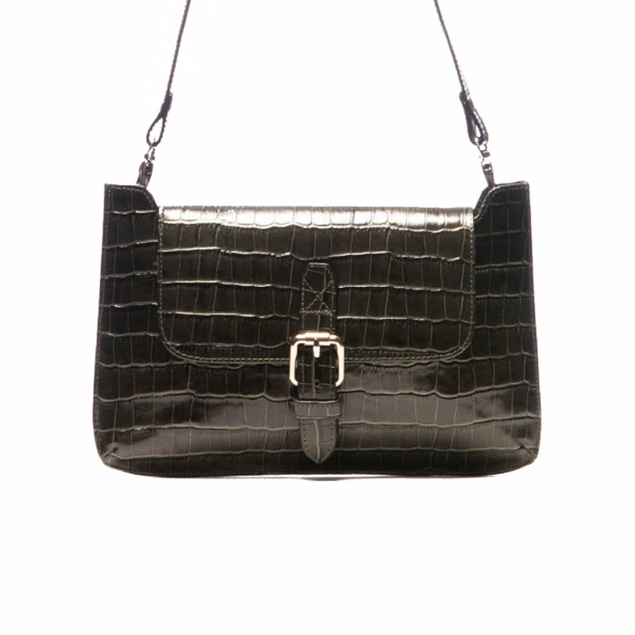 Bags L'Intervalle | L'Intervalle Women Solange Dark Green Croco