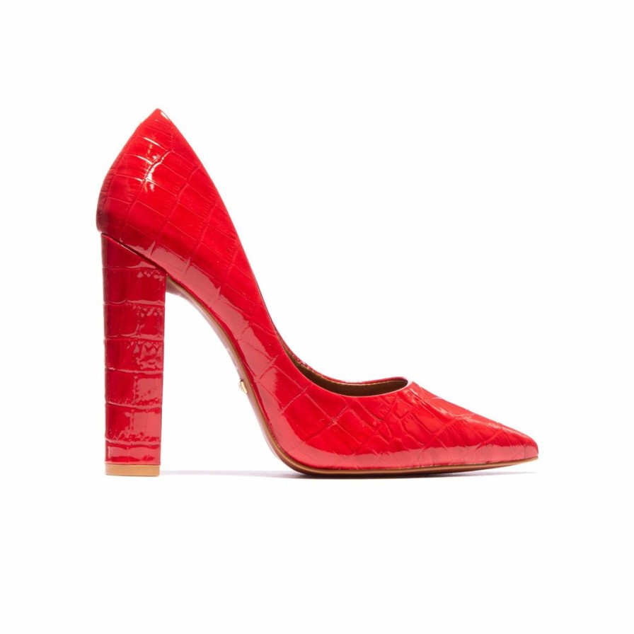 Women L'Intervalle | L'Intervalle Antonella Women Red Patent Croco