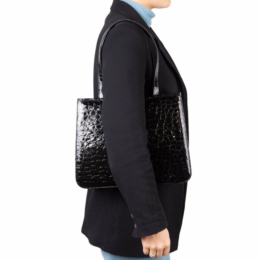 Bags L'Intervalle | L'Intervalle Bancel Black Croco Women Black Croco/Noir Croco