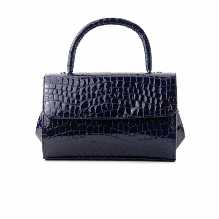 Bags L'Intervalle | L'Intervalle Mage Navy Shiny Croco Women Navy Shiny Croco/Croco Marine