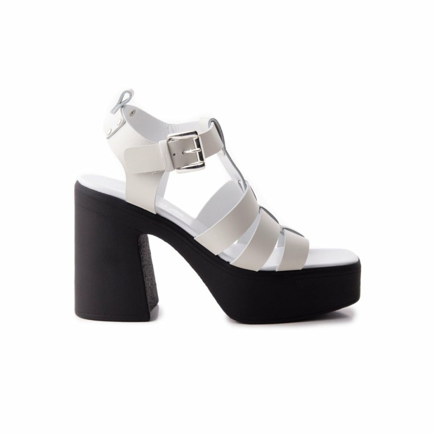 Women L'Intervalle | L'Intervalle Bracciano Off White Leather Women Off White Leather/Cuir Blanc Casse