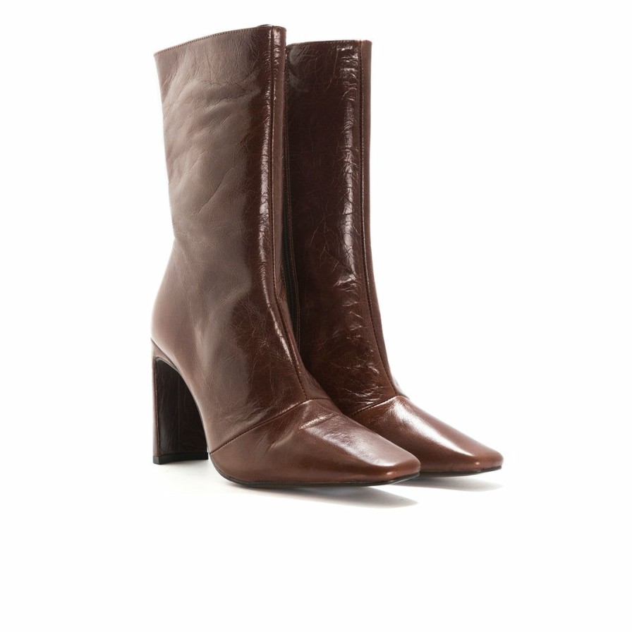 Women L'Intervalle | L'Intervalle Women Stavi Brown Leather Ankle Boots