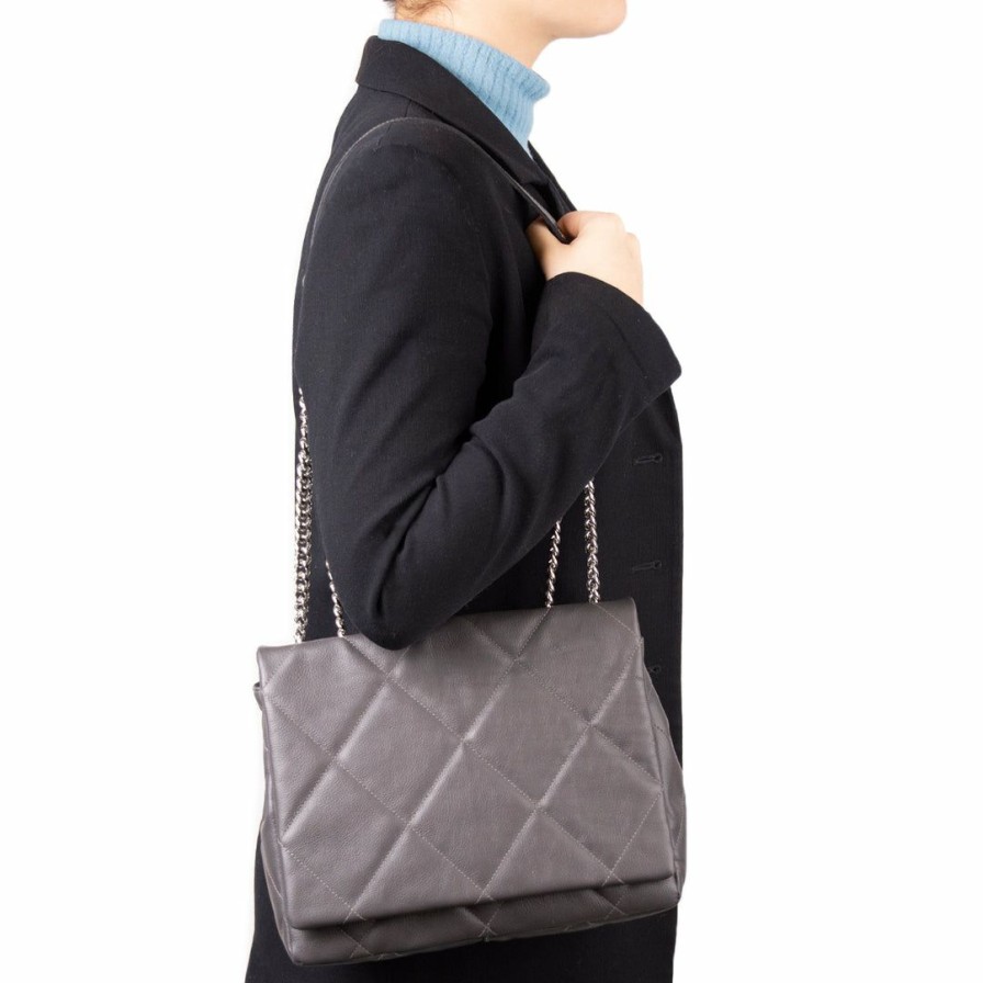 Bags L'Intervalle | L'Intervalle Monna Dark Grey Leather Women Dark Grey Leather/Cuir Gris Fonce