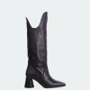 Women L'Intervalle | L'Intervalle Mitski Black Leather Boots Black Leather/Cuir Noir