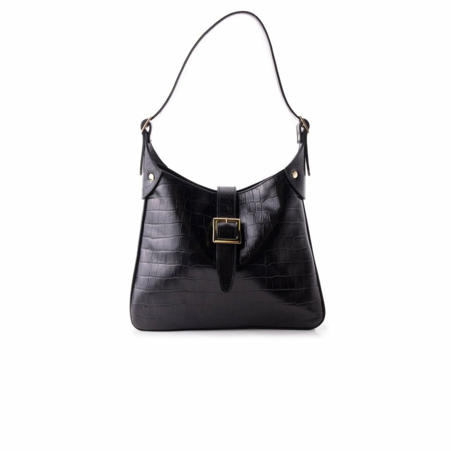 Bags L'Intervalle | L'Intervalle Subway Black Croco Women Black Croco/Croco Noir