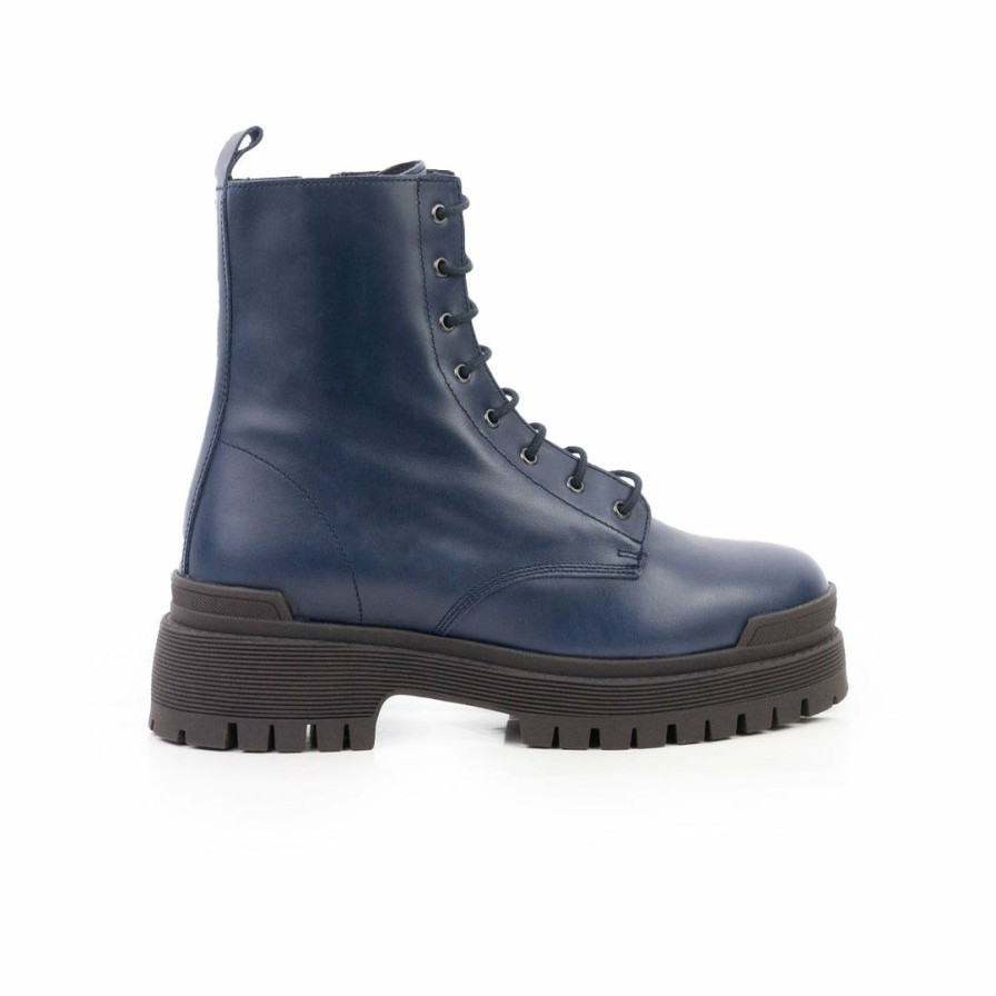 Women L'Intervalle | L'Intervalle Langport Navy Leather/Brown Sole