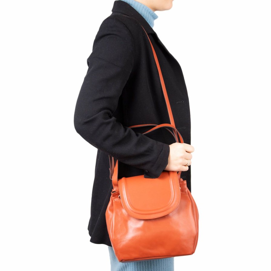 Bags L'Intervalle | L'Intervalle Croisette Dark Orange Leather Women Dark Orange Leather/Orange Cuir