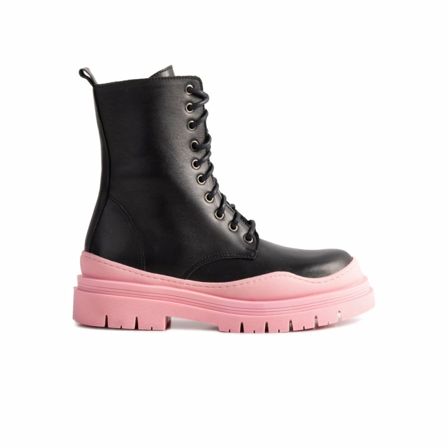 Women L'Intervalle | L'Intervalle Nagasaki Women Black Leather/Pink Sole