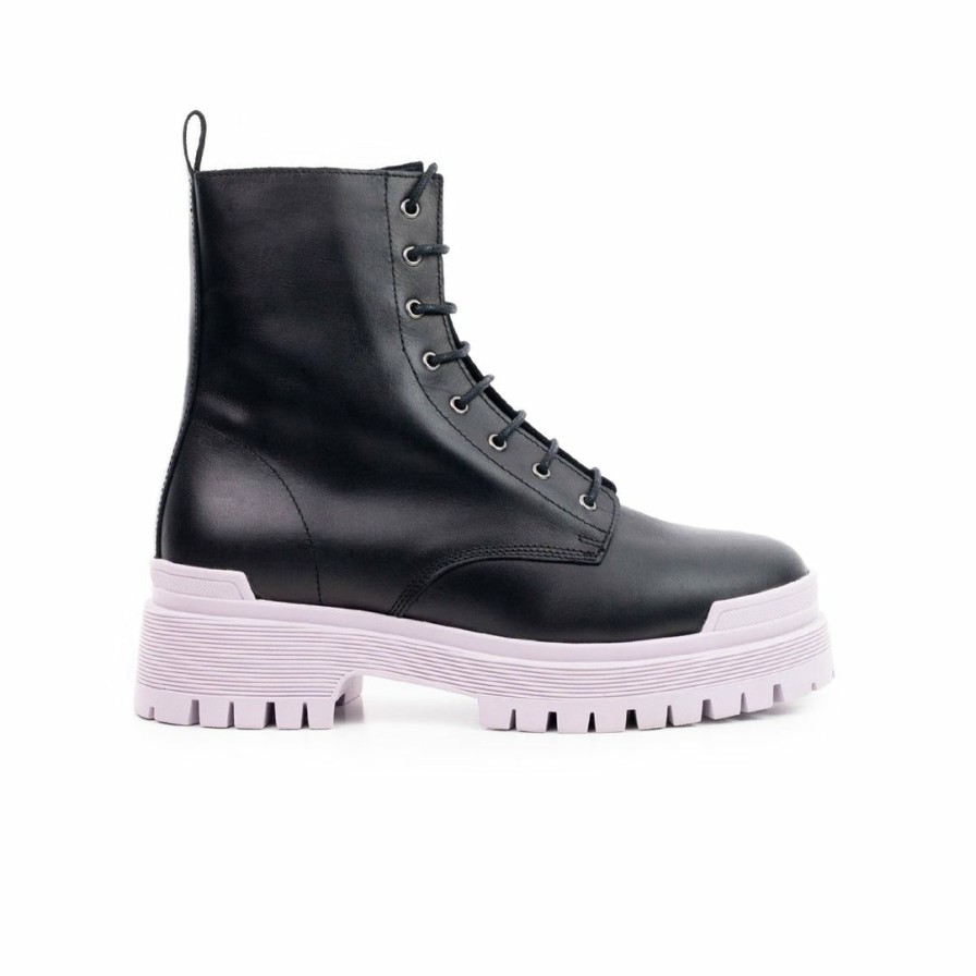 Women L'Intervalle | L'Intervalle Women Langport Black Leather/Lilac Sole