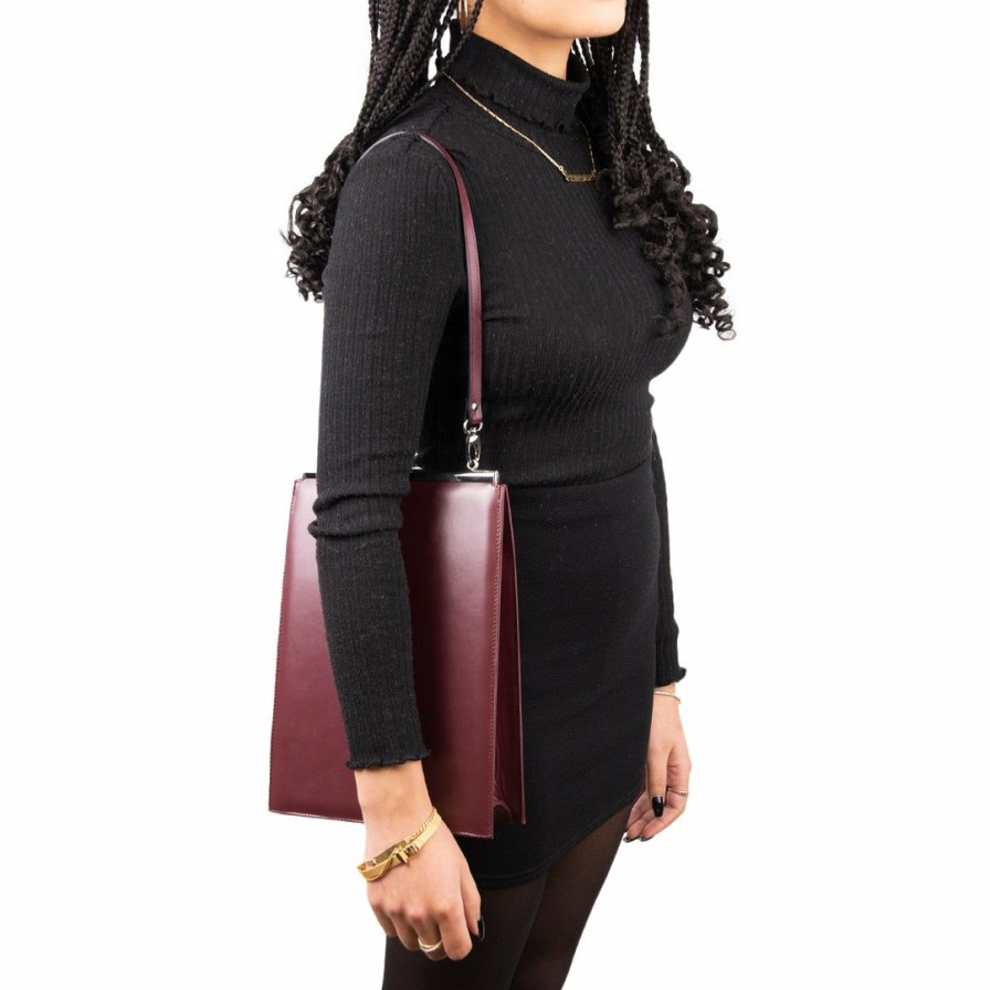 Bags L'Intervalle | L'Intervalle Cavalier Bordeau Leather Women Bordeau Leather/Bordeau Cuir