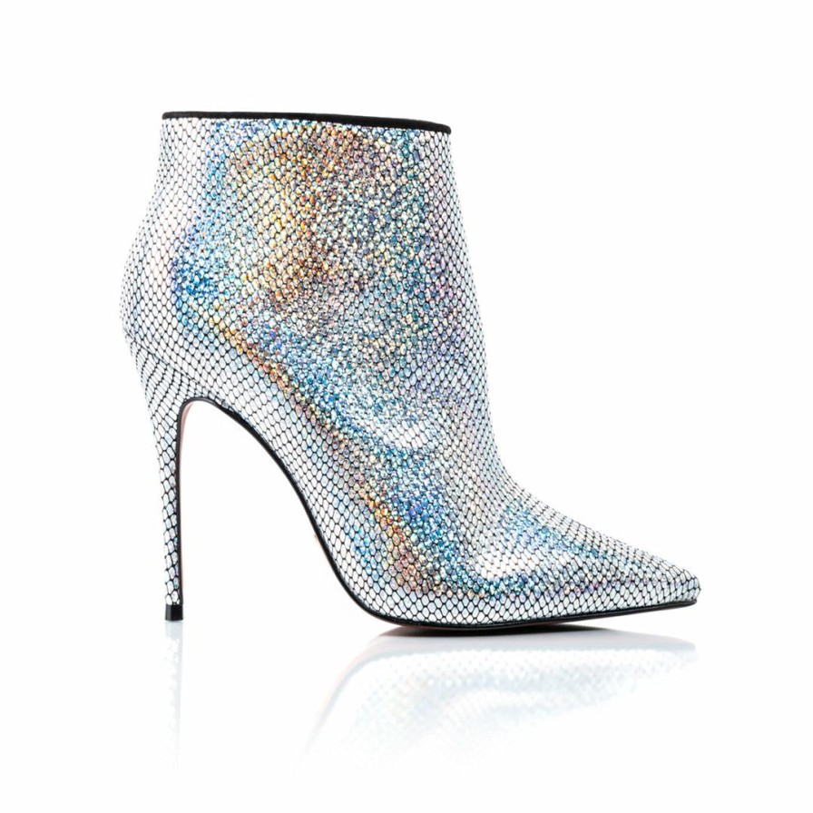 Women L'Intervalle | L'Intervalle Women Lucia Holographic Snake Silver Ankle Boots