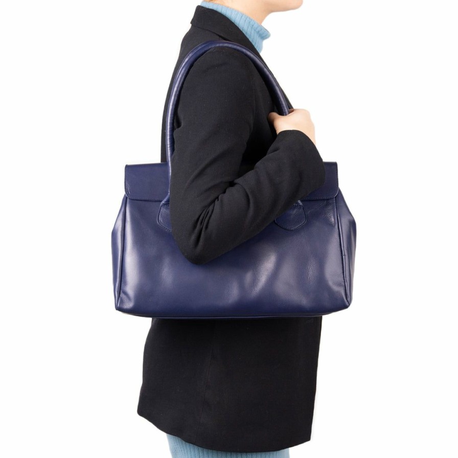 Bags L'Intervalle | L'Intervalle Mazarine Dark Blue Leather Dark Blue Leather/Cuir Bleu Fonce