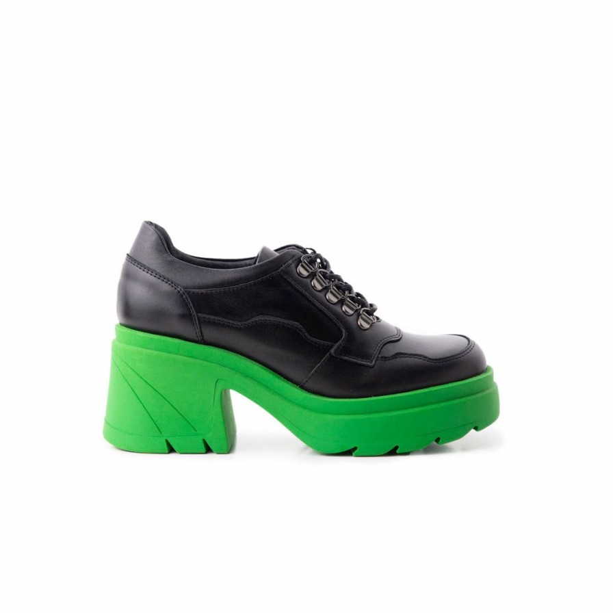 Women L'Intervalle | L'Intervalle Women Rowdy Black/Green Leather