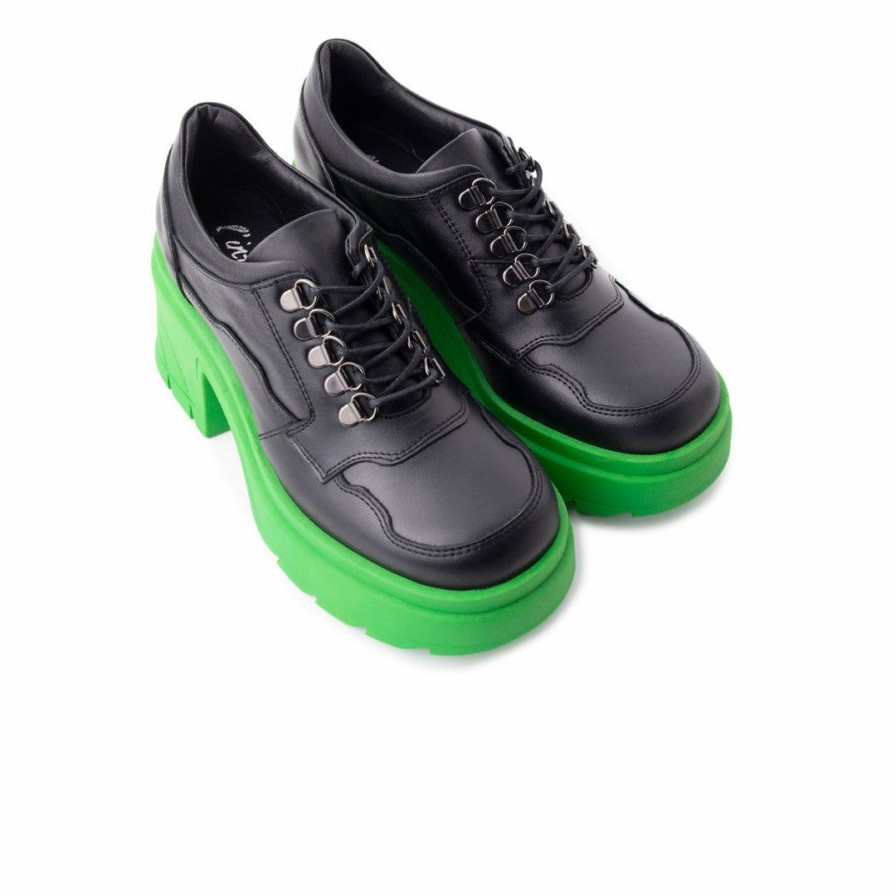 Women L'Intervalle | L'Intervalle Women Rowdy Black/Green Leather