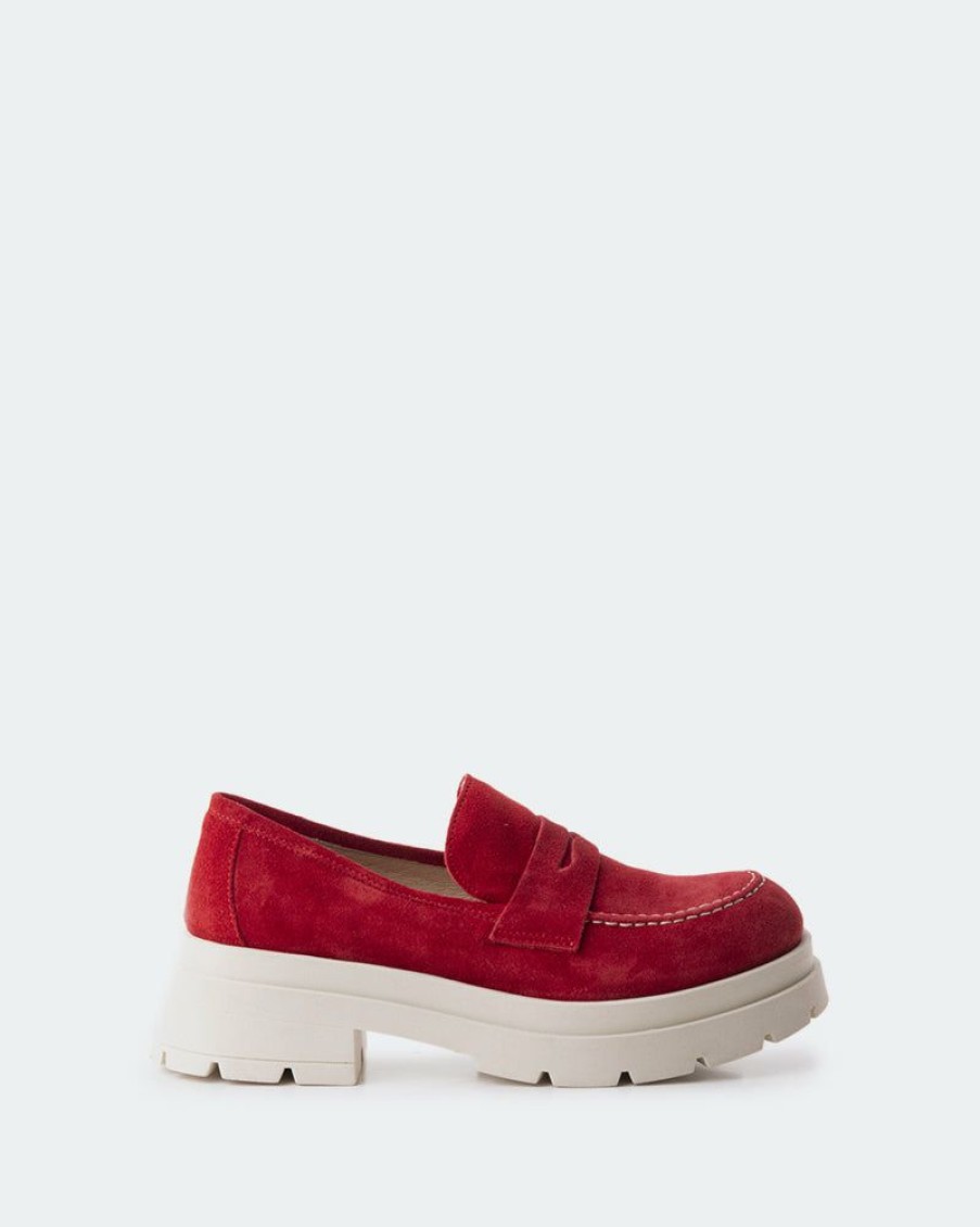 Women L'Intervalle | L'Intervalle Kappa Red Suede Women Red Suede/Suede Rouge