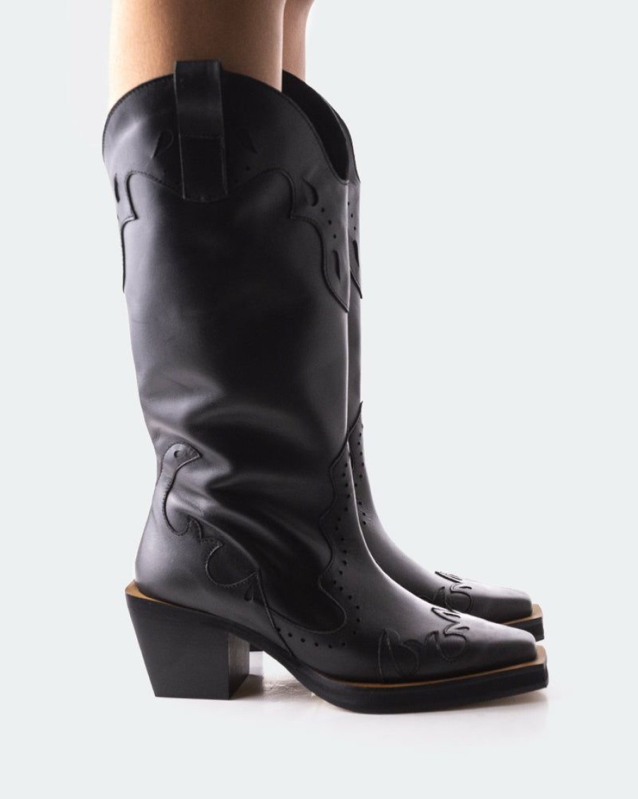 Women L'Intervalle | L'Intervalle Women Velier Black Leather Black Leather/Cuir Noir