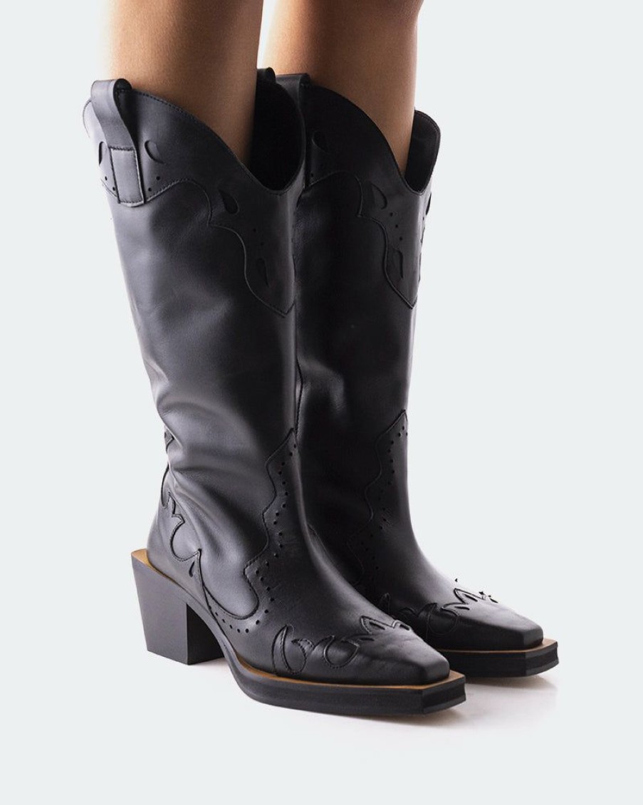 Women L'Intervalle | L'Intervalle Women Velier Black Leather Black Leather/Cuir Noir