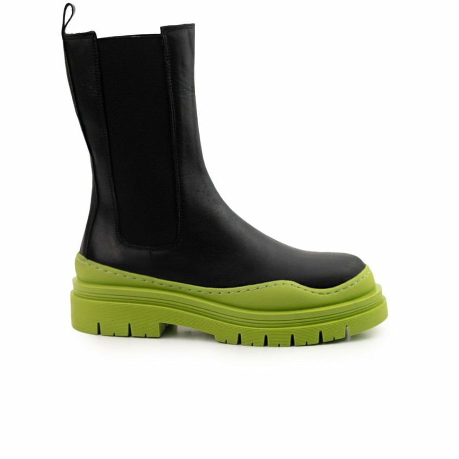 Women L'Intervalle | L'Intervalle Nagano Black Leather/Green Sole