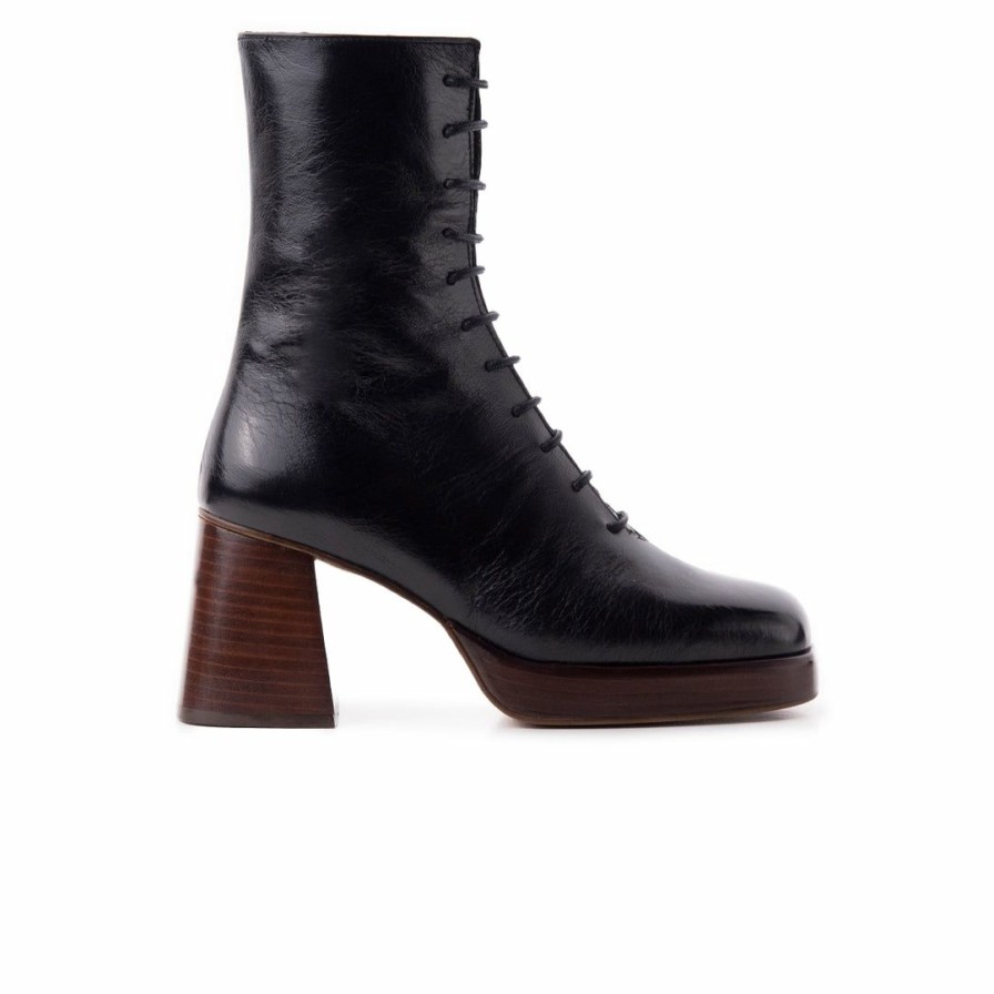 Women L'Intervalle | L'Intervalle Mather Black Wrinkle Leather