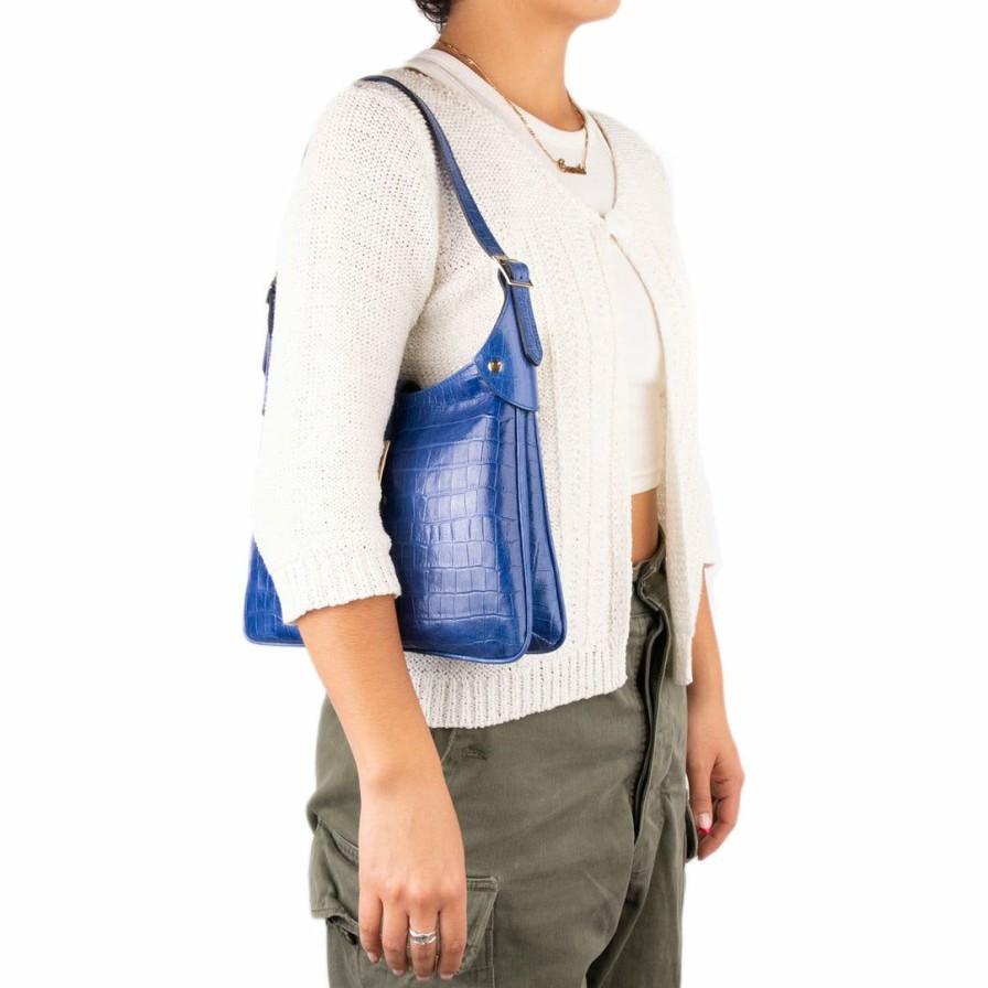 Bags L'Intervalle | L'Intervalle Subway Blue Croco Women Blue Croco/Croco Bleu