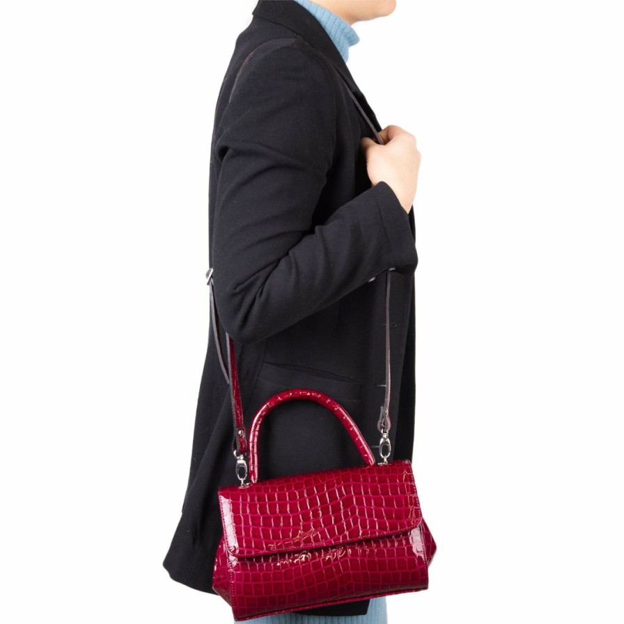 Bags L'Intervalle | L'Intervalle Mage Purple Shiny Croco Women Lilac Shiny Croco/Croco Lilas