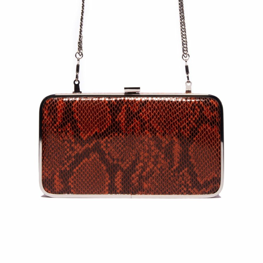 Bags L'Intervalle | L'Intervalle Thais Red Snake Leather Clutch