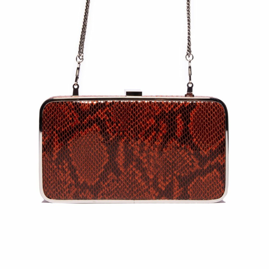 Bags L'Intervalle | L'Intervalle Thais Red Snake Leather Clutch