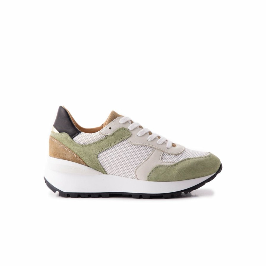 Women L'Intervalle | L'Intervalle Women Shady Green White Suede Green White Suede/Suede Vert Blanc