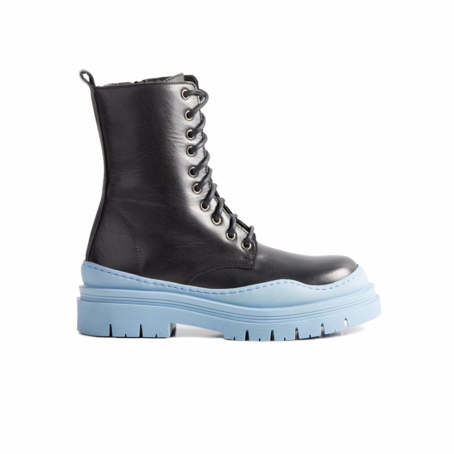 Women L'Intervalle | L'Intervalle Women Nagasaki Black Leather/Blue Sole