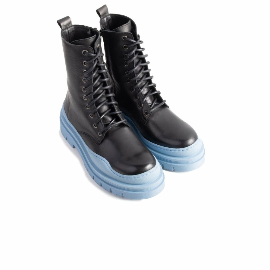 Women L'Intervalle | L'Intervalle Women Nagasaki Black Leather/Blue Sole