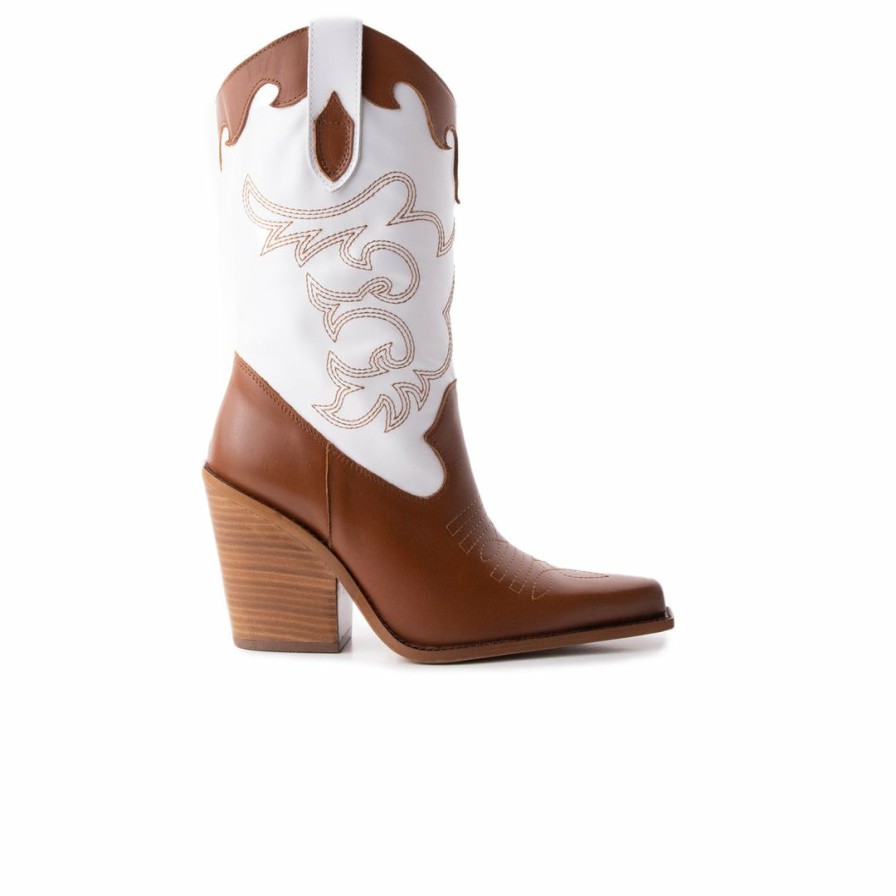 Women L'Intervalle | L'Intervalle Women Cavalia Tan White Leather Tan White Leather/Cuir Ocre Blanc