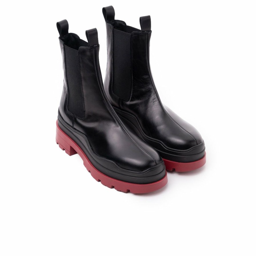 Women L'Intervalle | L'Intervalle Women Creusot Black Leather / Red Sole Black Leather/Red Sole