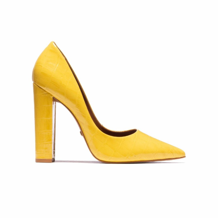 Women L'Intervalle | L'Intervalle Antonella Women Yellow Patent Croco