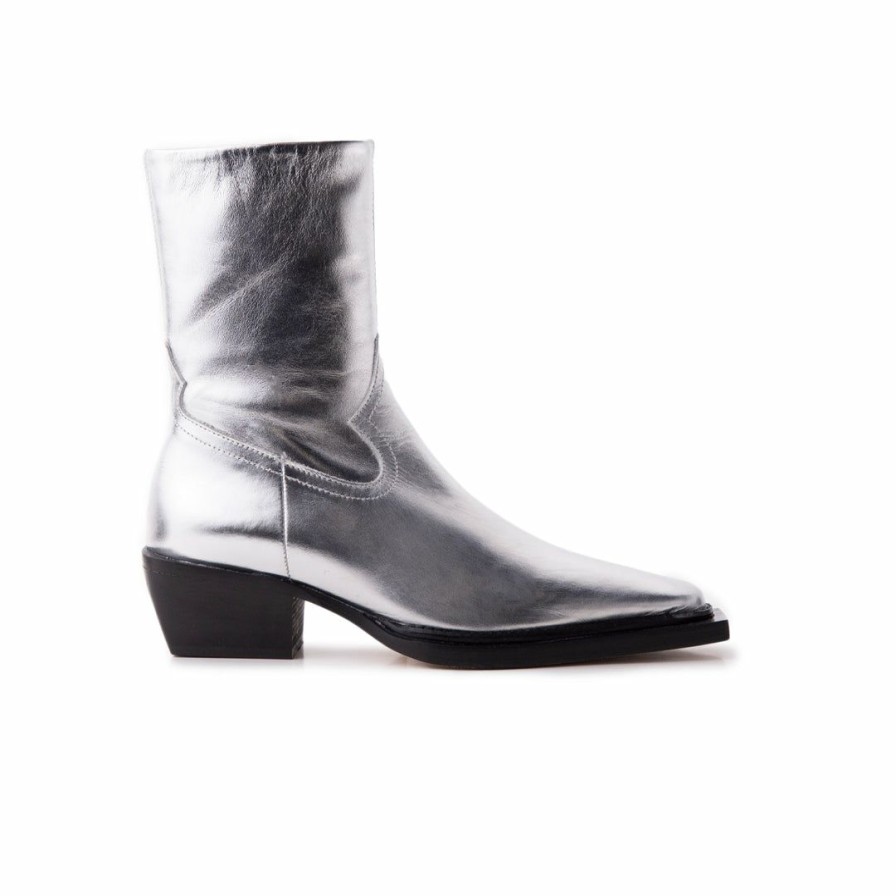 Women L'Intervalle | L'Intervalle Women Frantz Silver Leather Silver Leather/Cuir Argente