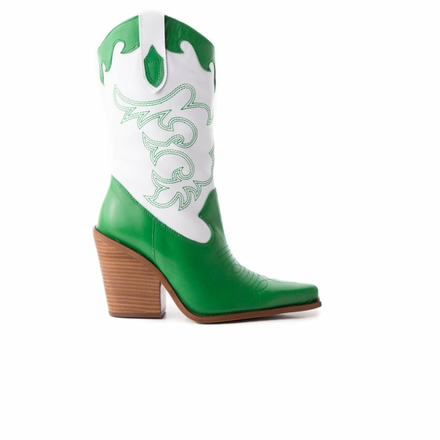 Women L'Intervalle | L'Intervalle Cavalia Green White Leather Green White Leather/Cuir Vert Blanc