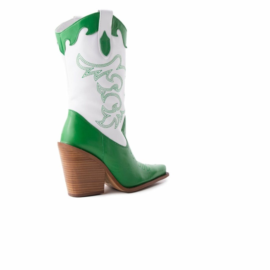 Women L'Intervalle | L'Intervalle Cavalia Green White Leather Green White Leather/Cuir Vert Blanc