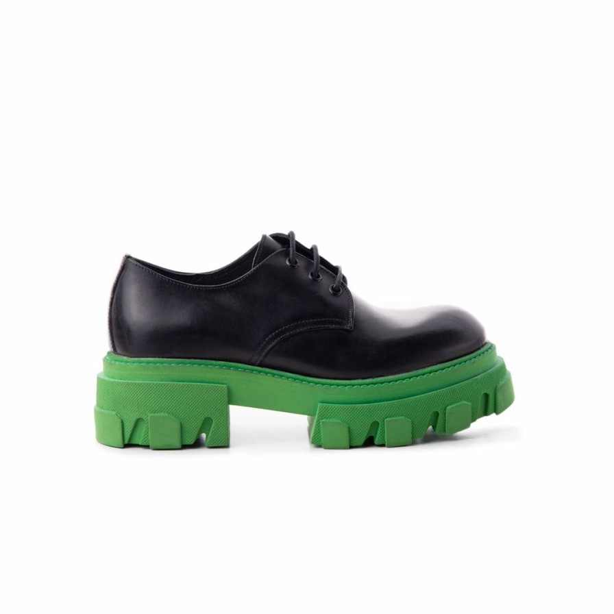 Women L'Intervalle | L'Intervalle Women Baku Black Leather/Green Sole