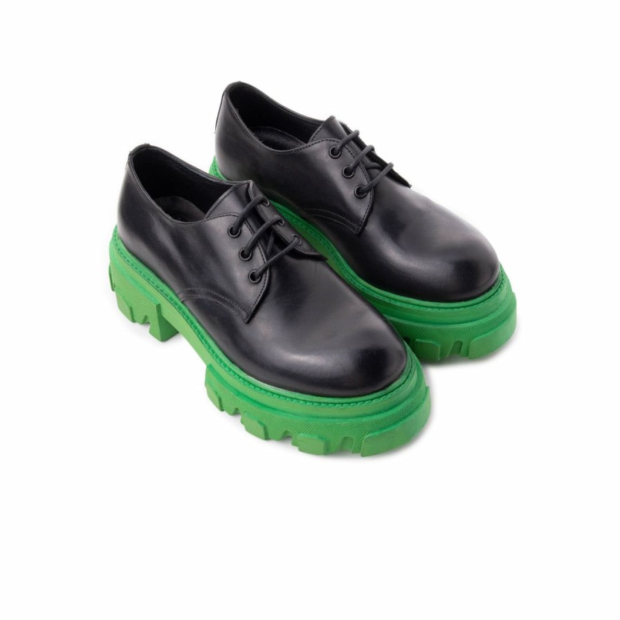 Women L'Intervalle | L'Intervalle Women Baku Black Leather/Green Sole