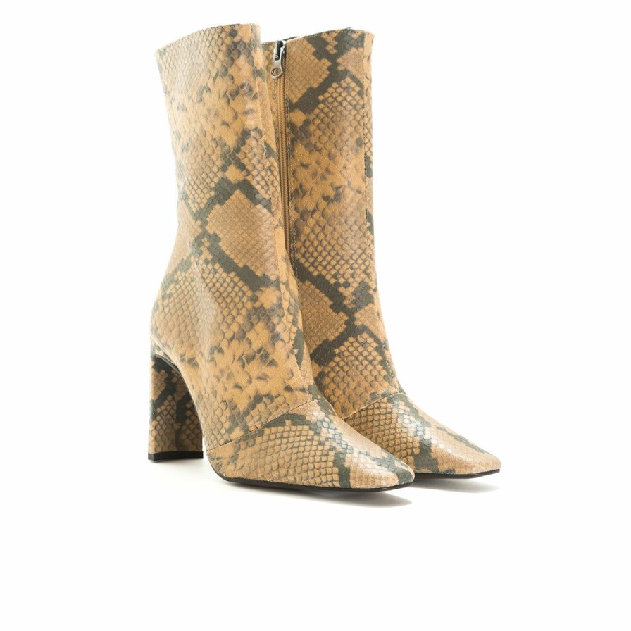 Women L'Intervalle | L'Intervalle Stavi Nude Snake Ankle Boots Women