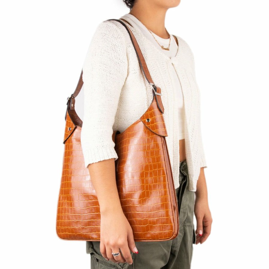 Bags L'Intervalle | L'Intervalle Train Tan Croco Women Tan Croco/Croco Ocre