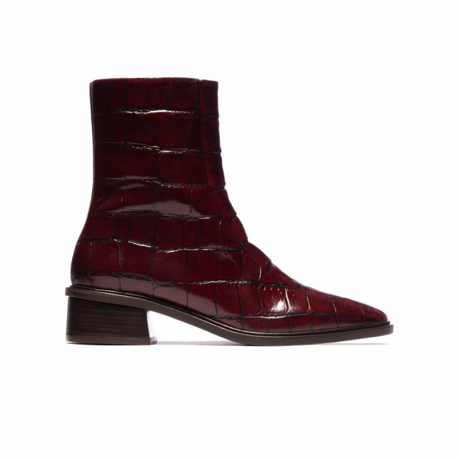 Women L'Intervalle | L'Intervalle Gilgen Bordeaux Croco Women Bordeau Croco