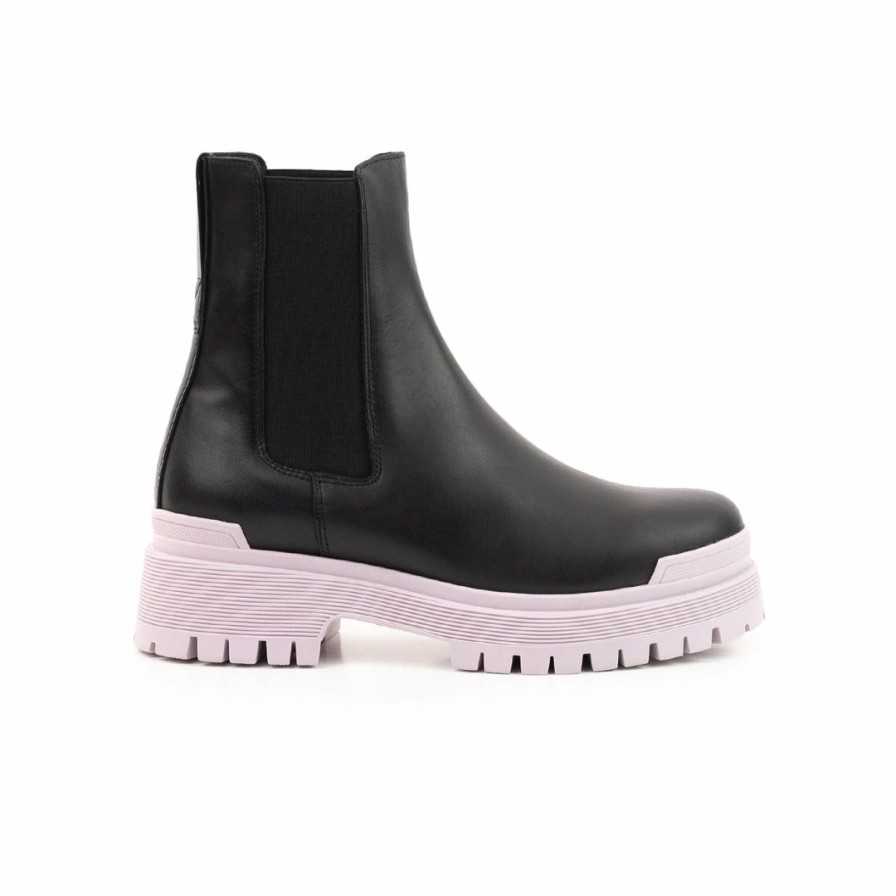 Women L'Intervalle | L'Intervalle Kirby Women Black Leather/Lilac Sole