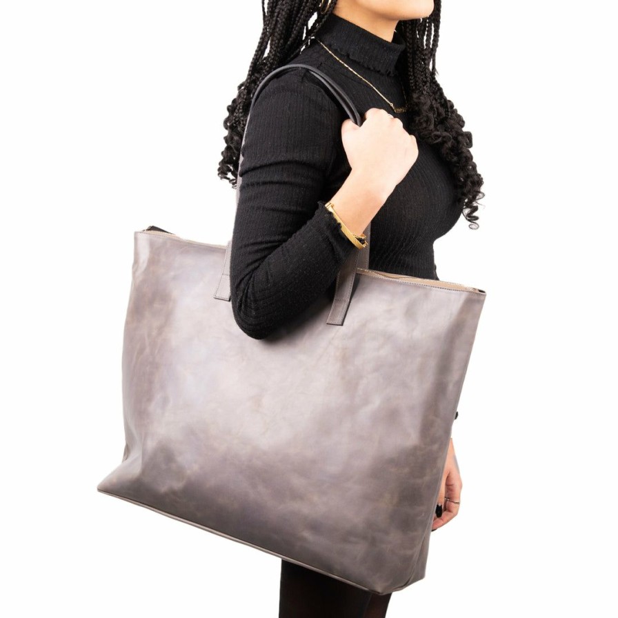 Bags L'Intervalle | L'Intervalle Medina Grey Leather Women Grey Leather/Gris Cuir