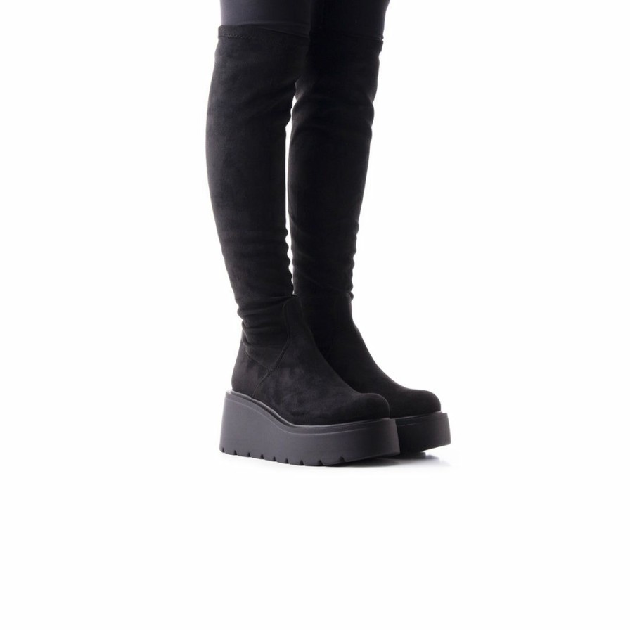 Women L'Intervalle | L'Intervalle Women Concord Black Suede Stretch