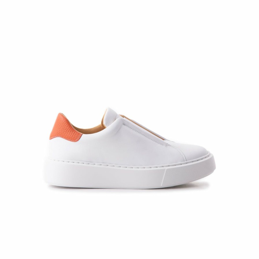 Women L'Intervalle | L'Intervalle Tiger White Orange Leather Women White Orange Leather/Cuir Blanc Orange