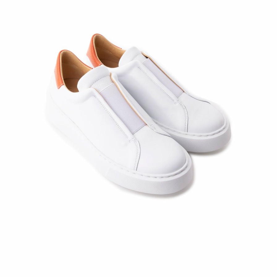 Women L'Intervalle | L'Intervalle Tiger White Orange Leather Women White Orange Leather/Cuir Blanc Orange